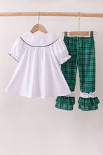 Load image into Gallery viewer, White wreath smocked ruffle pants set