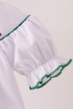 Load image into Gallery viewer, White wreath smocked romper
