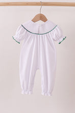 Load image into Gallery viewer, White wreath smocked romper