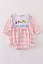 Load image into Gallery viewer, Pink princess castle embroidery gingham bubble