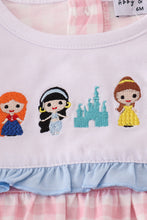 Load image into Gallery viewer, Pink princess castle embroidery gingham bubble
