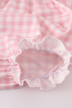 Load image into Gallery viewer, Pink princess castle embroidery gingham bubble