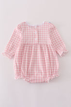 Load image into Gallery viewer, Pink princess castle embroidery gingham bubble
