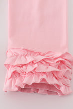 Load image into Gallery viewer, Pink floral bow print ruffle pants set