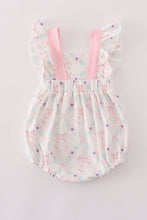 Load image into Gallery viewer, Pink floral bow print ruffle bubble
