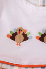 Load image into Gallery viewer, Orange turkey embroidery plaid bloomer set