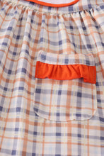 Load image into Gallery viewer, Orange turkey embroidery plaid bloomer set