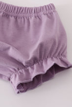 Load image into Gallery viewer, Purple floral print ruffle bloomer set