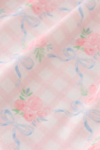 Load image into Gallery viewer, Pink floral print ruffle bow pants set
