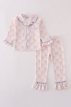 Load image into Gallery viewer, Pink floral print ruffle pajamas set