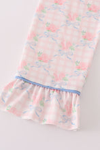Load image into Gallery viewer, Pink floral print ruffle pajamas set