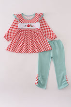 Load image into Gallery viewer, Red farm smocked ruffle pants set