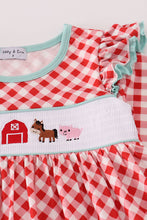 Load image into Gallery viewer, Red farm smocked ruffle pants set