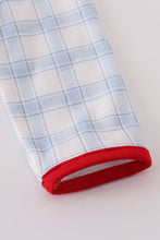 Load image into Gallery viewer, Blue farm embroidery plaid bubble