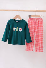 Load image into Gallery viewer, Green christmas santa claus embroidery pants set