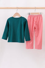 Load image into Gallery viewer, Green christmas santa claus embroidery pants set