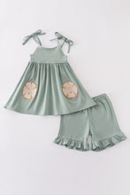 Load image into Gallery viewer, Sage sand dollar embroidery girl set