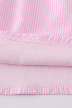 Load image into Gallery viewer, Pink seersucker animal embroidery dress