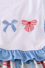 Load image into Gallery viewer, Bow trellis print embroidery ruffle dress