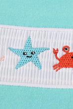 Load image into Gallery viewer, Blue marine creature embroidery smocked top