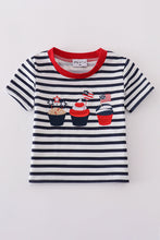 Load image into Gallery viewer, Blue stripe cake embroidery top