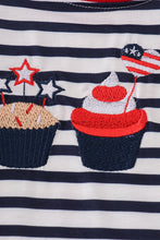 Load image into Gallery viewer, Blue stripe cake embroidery top