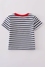 Load image into Gallery viewer, Blue stripe cake embroidery top
