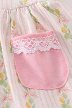 Load image into Gallery viewer, Pink lemon print bow ruffle bloomer set