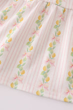 Load image into Gallery viewer, Pink lemon print bow smocked tiered mom&me dress