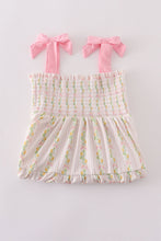 Load image into Gallery viewer, Pink lemon print bow smocked tiered mom&me dress