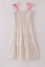 Load image into Gallery viewer, Pink lemon print bow smocked tiered mom&me dress