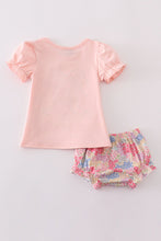 Load image into Gallery viewer, Pink Floral Print Bow Applique Bloomer Set