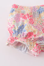 Load image into Gallery viewer, Pink Floral Print Bow Applique Bloomer Set