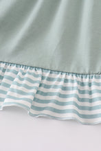 Load image into Gallery viewer, Sage stripe flutter trim ruffle dress