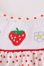 Load image into Gallery viewer, Red dot strawberry embroidery smocked shorts set