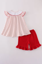 Load image into Gallery viewer, Red dot strawberry embroidery smocked shorts set