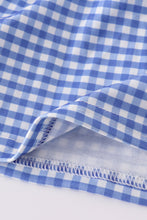 Load image into Gallery viewer, Blue flag bow gingham shorts set