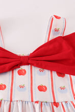 Load image into Gallery viewer, Red apple bow ruffle shorts set