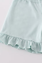 Load image into Gallery viewer, Blue bow pearl smocked ruffle shorts set