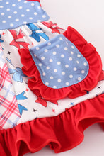 Load image into Gallery viewer, Blue bow print ruffle bloomer set
