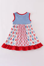 Load image into Gallery viewer, Blue bow print ruffle dress