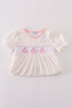 Load image into Gallery viewer, Pink whale embroidery smocked ruffle shorts set