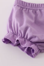 Load image into Gallery viewer, Purple floral embroidery smocked bloomer set