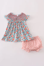 Load image into Gallery viewer, Blue floral smocked bloomer set