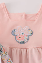 Load image into Gallery viewer, Pink floral character applique ruffle shorts set