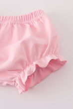 Load image into Gallery viewer, Blue bow embroidery gingham ruffle bloomer set