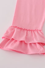 Load image into Gallery viewer, Pink ghost embroidery ruffle pants set