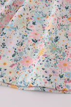 Load image into Gallery viewer, Green floral pumpkin embroidery smocked ruffle pants set