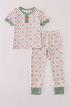 Load image into Gallery viewer, Green pumpkin bamboo pajamas set