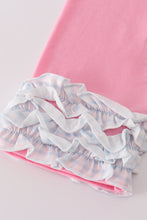Load image into Gallery viewer, Pink character embroidery ruffle pants set